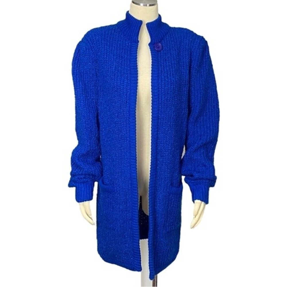 Vintage Deadstock Monto Par Le Chois boucle knit open cardigan sweater Sz M - Picture 5 of 11